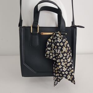 Steve Madden Black Tote with Floral Accent